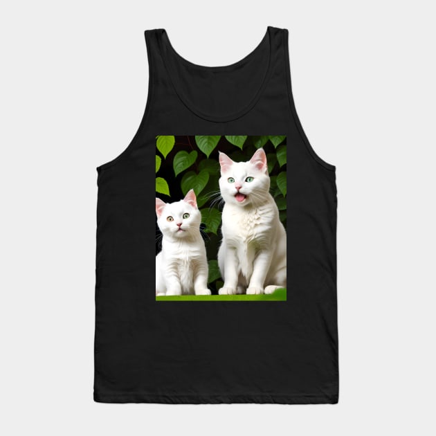 Adorable Cat Illustration - Modern Digital Art Tank Top by Ai-michiart